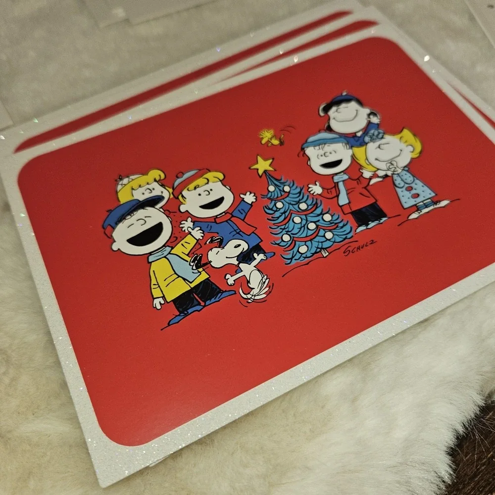 Hallmark Peanuts Snoopy Christmas Cards 14 Ct Envelopes Glitter Schulz 2023